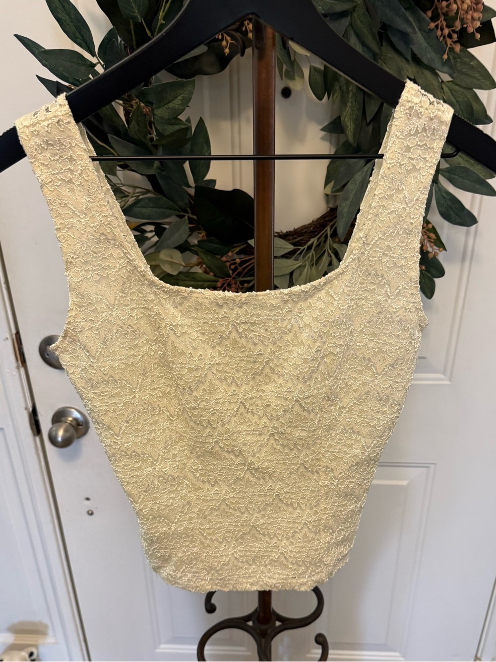 Vintage 90s Y2K EC Design Full Lace Overlay Square Neck Tank Top Camisole